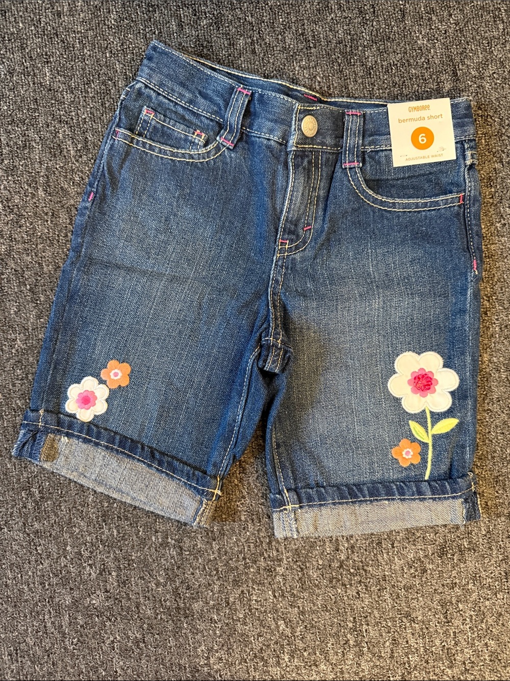 Gymboree Denim embroidered Bermuda Shorts, Size 6 NWT